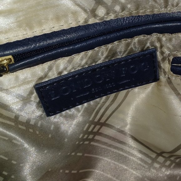 London Fog Navy Blue Handbag Lock and Key Satchel - Picture 5 of 5